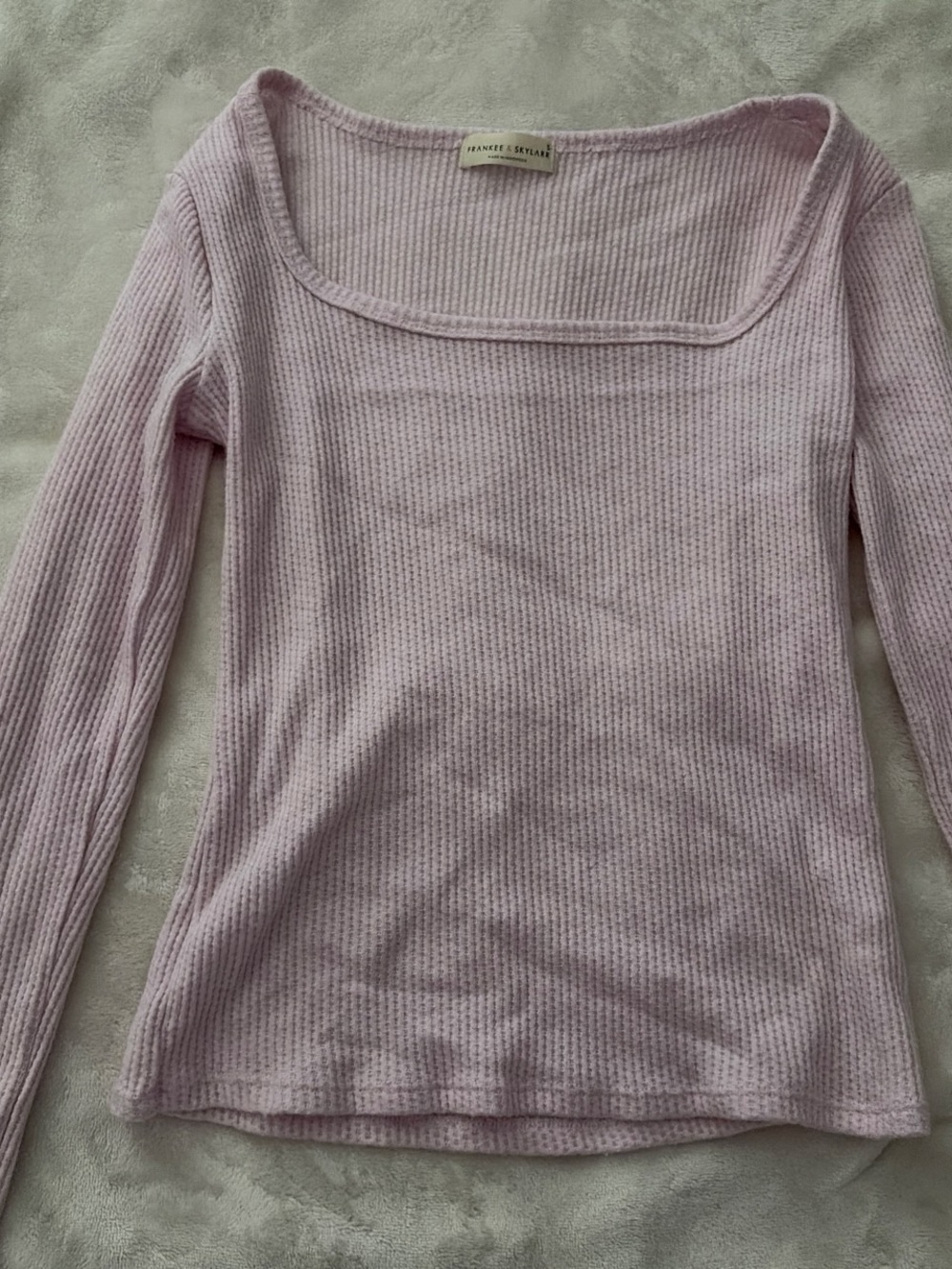 Light Mauve Ribbed Square Neck Top